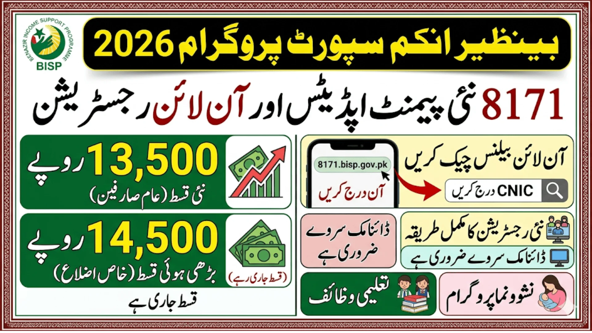 Benazir Income Support Programme 2026 New 8171 Payment Updates And Online Registration Guide