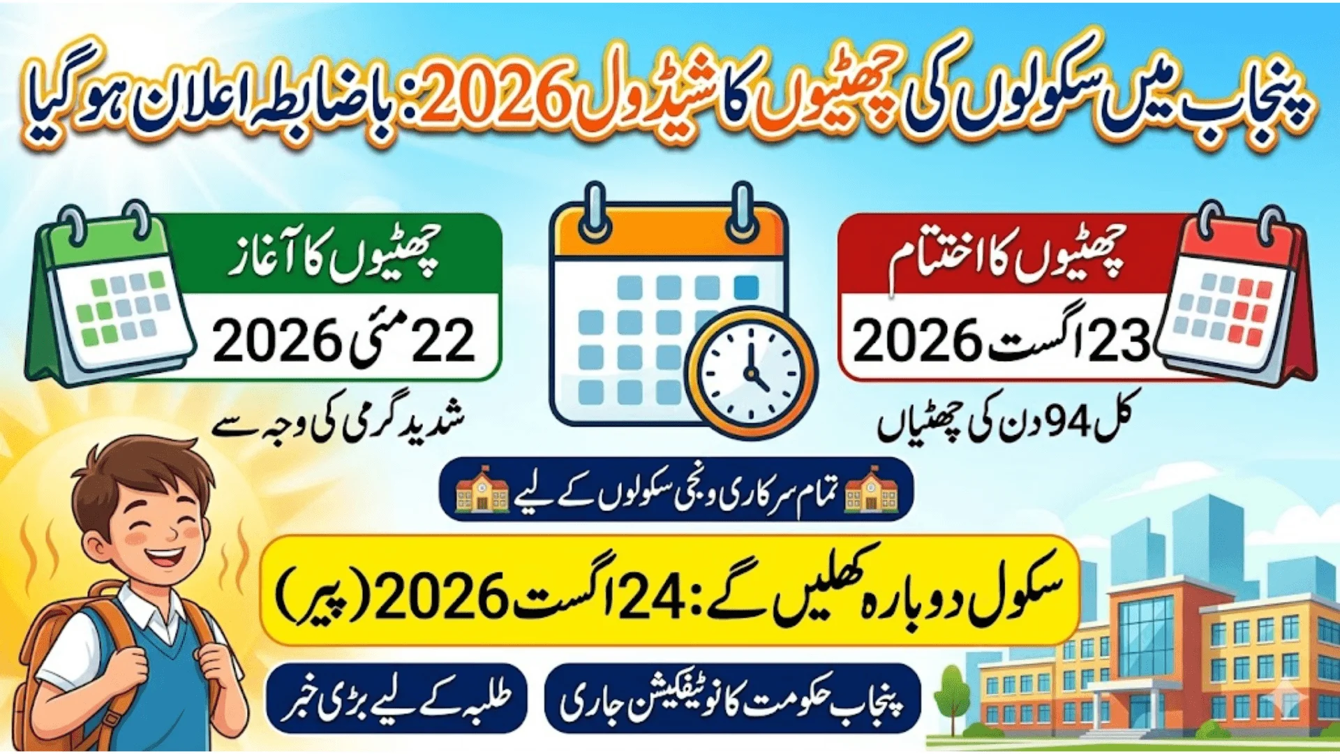 Punjab Schools Summer Vacation 2026 Schedule Announced For All Public And Private Schools