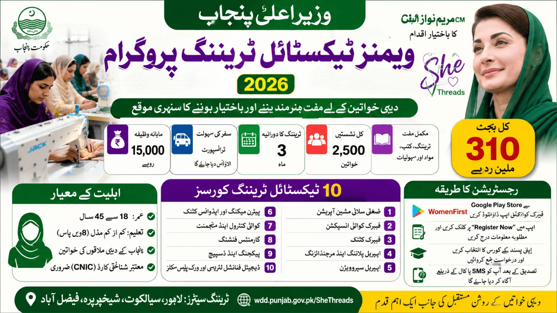 CM Punjab Women's Textile Training Program 2026 Online Registration, Eligibility & Course List
